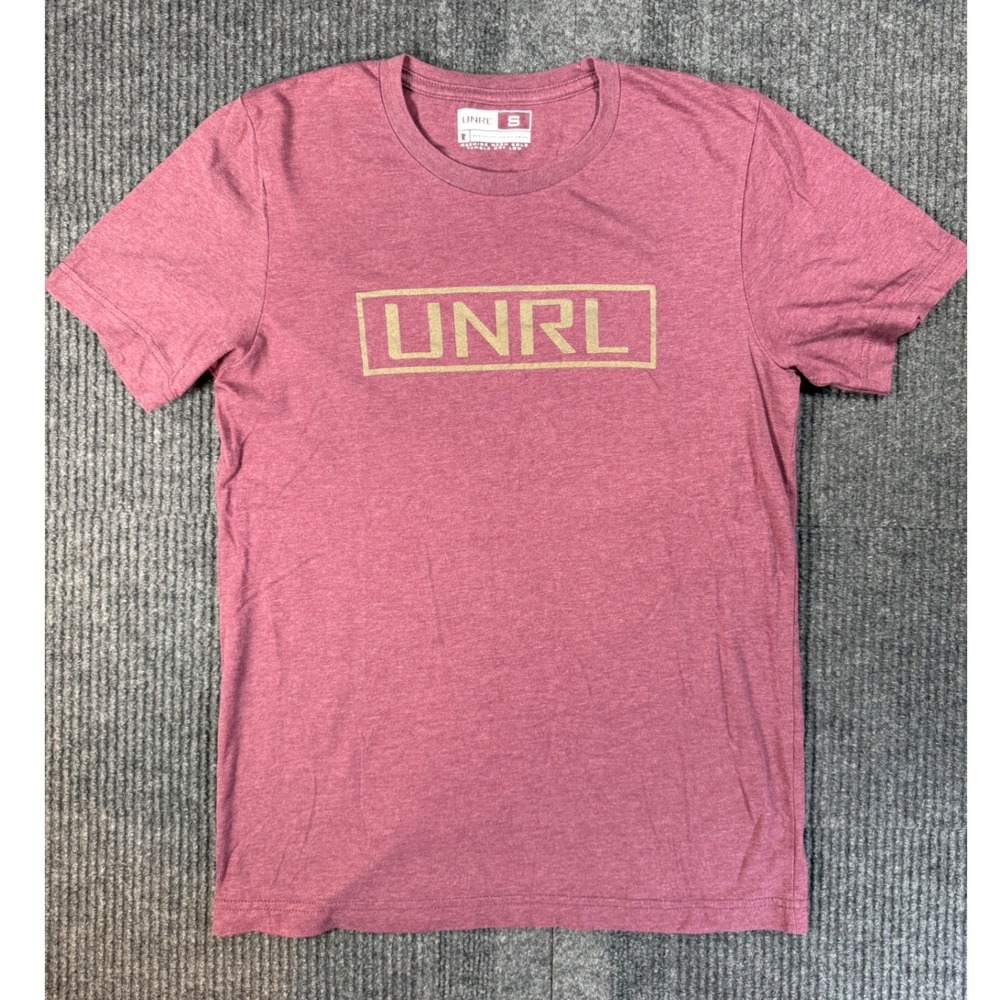 UNRL Womens TB1F Graphic T-Shirt Maroon Pink Heathered Short Sleeve Size Small
